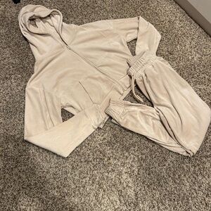 Charlotte Russe Velour Zip-Up Hoodie & Jogger Set